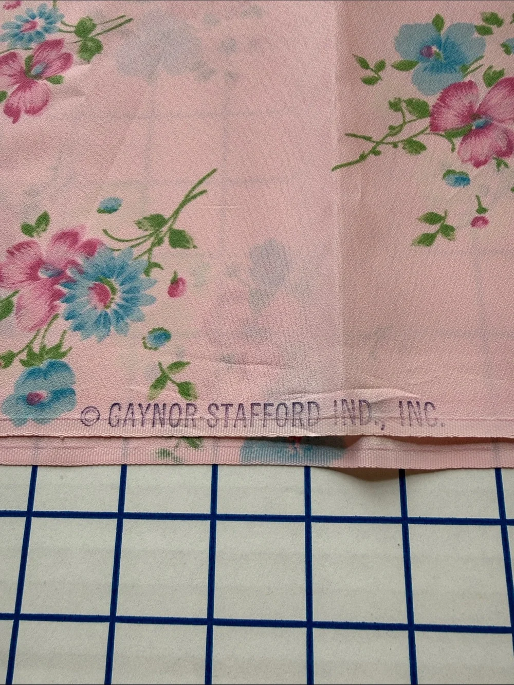 Vintage 1970s Gaynor Stafford Pink Floral Fabric 2 Yards x 44” Dress Fabric